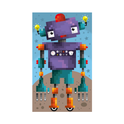 Pixel Sticker Poster - Robot